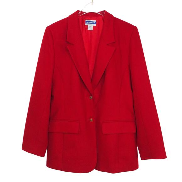 Vintage Pendleton Wool Red Blazer Jacket with Gold Buttons Size Medium - Picture 2 of 7